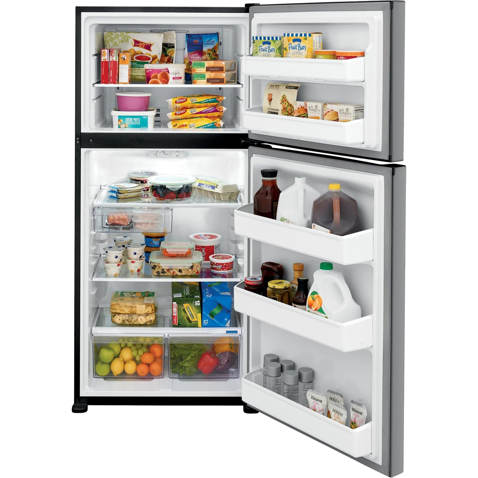 Frigidaire FFHT1835VS refrigerator filled storage view