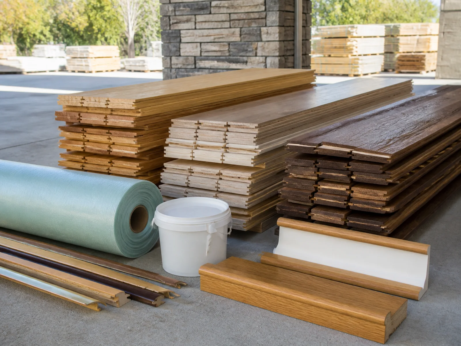 Flooring material prepared for a residential installation